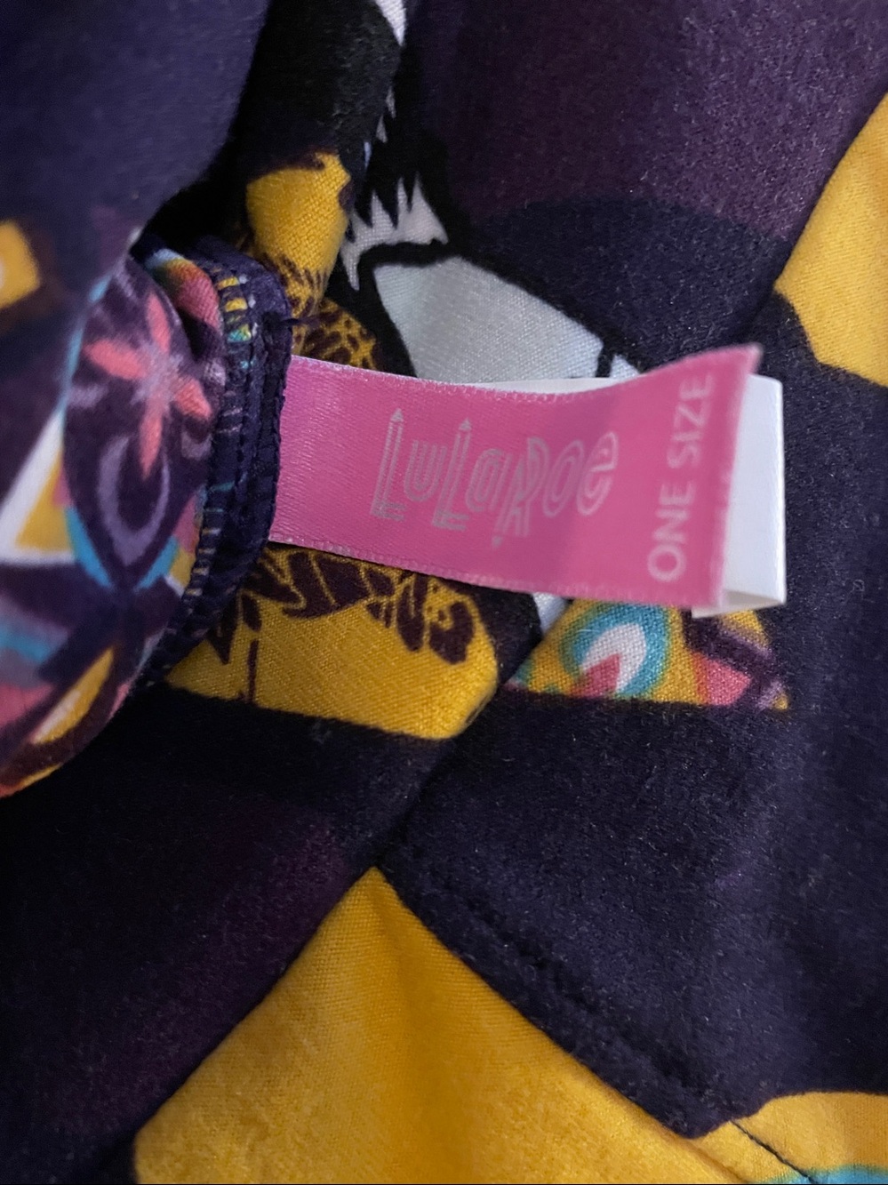 LuLaRoe Kids Geometric & Character Print Leggings in Black, Yellow, Teal & Pink - Picture 2 of 10